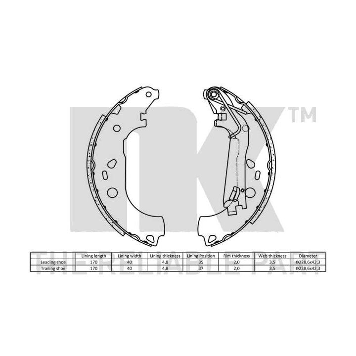 Stabdžių trinkelių komplektas, stovėjimo stabdis NK 2719758