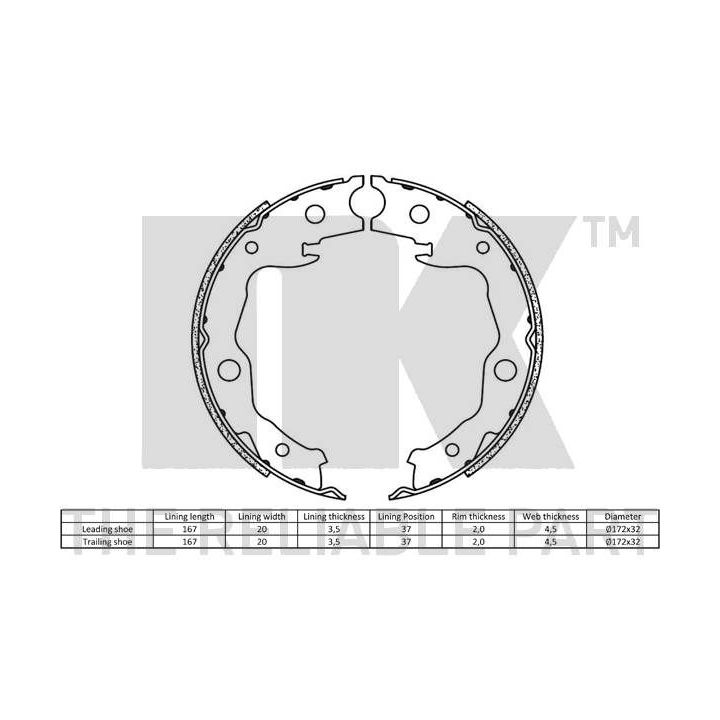 Stabdžių trinkelių komplektas, stovėjimo stabdis NK 2722777