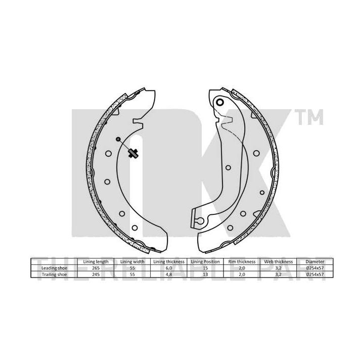 Stabdžių trinkelių komplektas, stovėjimo stabdis NK 2723480