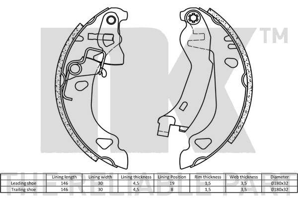Stabdžių trinkelių komplektas NK 2723547