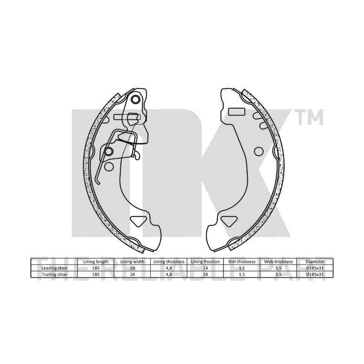 Stabdžių trinkelių komplektas NK 2723548