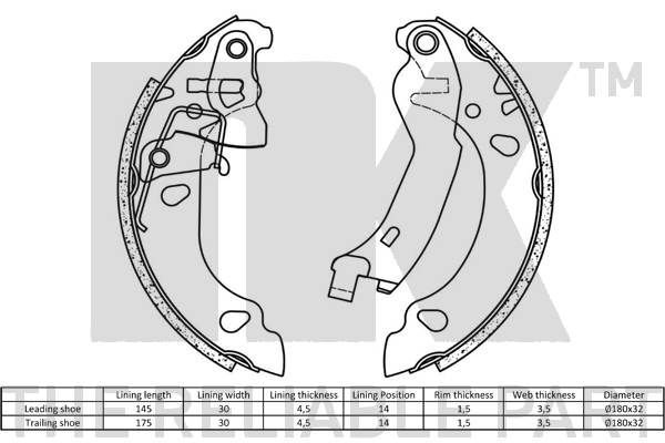 Stabdžių trinkelių komplektas NK 2723696