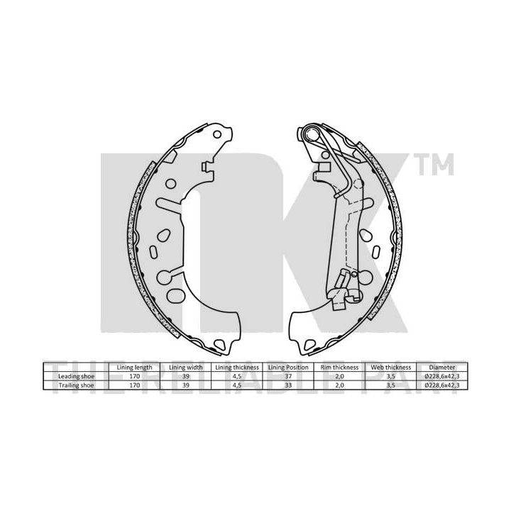 Stabdžių trinkelių komplektas, stovėjimo stabdis NK 2723731