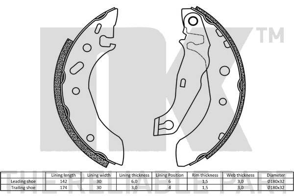 Stabdžių trinkelių komplektas NK 2725586