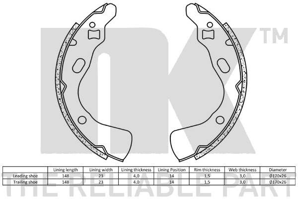 Stabdžių trinkelių komplektas NK 2732507