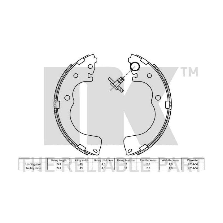 Stabdžių trinkelių komplektas, stovėjimo stabdis NK 2732661