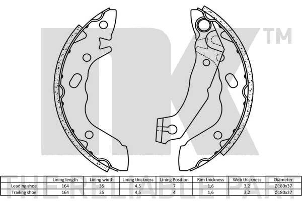Stabdžių trinkelių komplektas NK 2734560