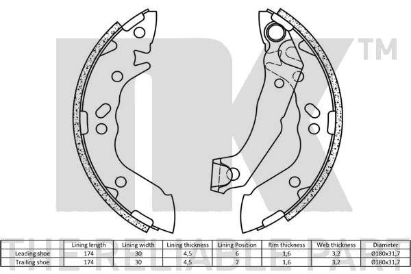 Stabdžių trinkelių komplektas NK 2734627