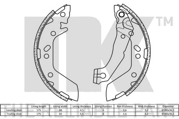 Stabdžių trinkelių komplektas NK 2734670
