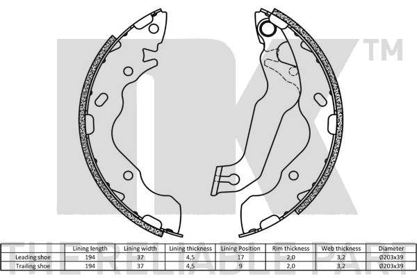 Stabdžių trinkelių komplektas NK 2734703