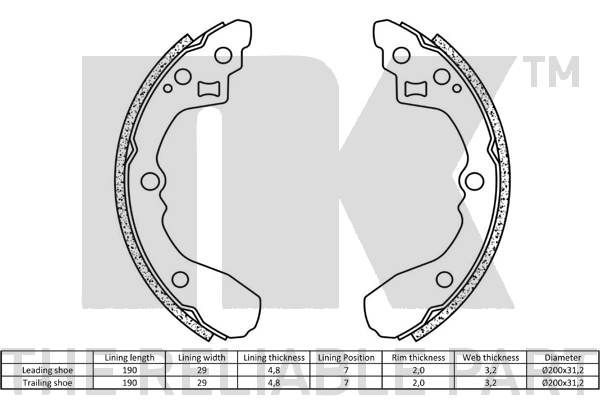 Stabdžių trinkelių komplektas NK 2735744