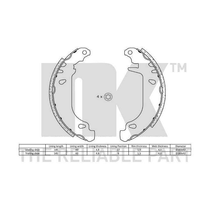 Stabdžių trinkelių komplektas NK 2739476