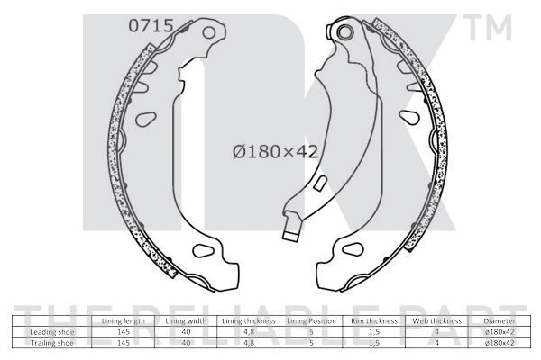 Stabdžių trinkelių komplektas NK 2739637