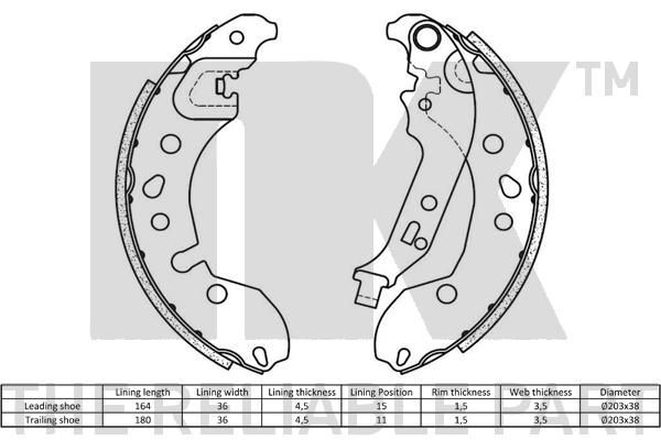 Stabdžių trinkelių komplektas NK 2739853