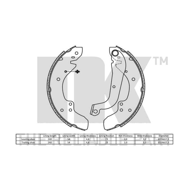 Stabdžių trinkelių komplektas, stovėjimo stabdis NK 2799374