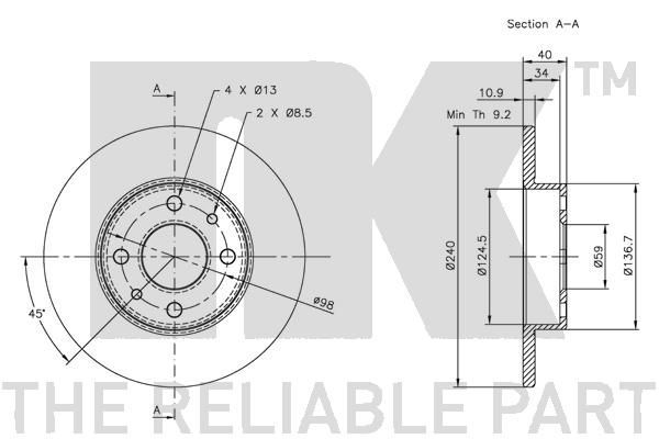 Stabdžių diskas NK 209922