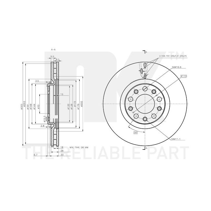Stabdžių diskas NK 312370