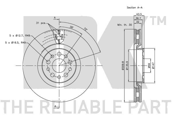 Stabdžių diskas NK 313730