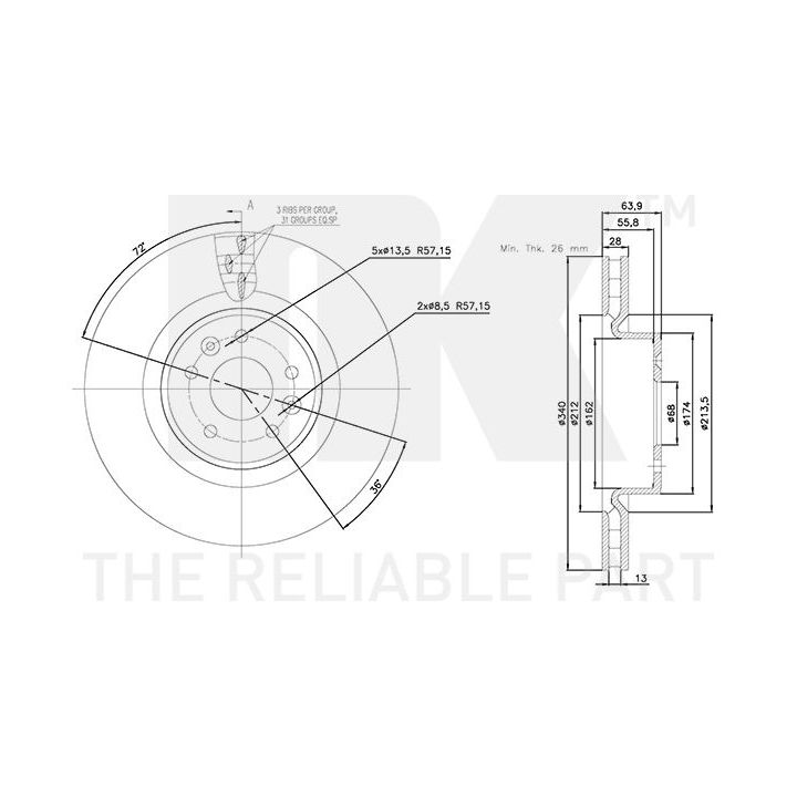 Stabdžių diskas NK 3139112