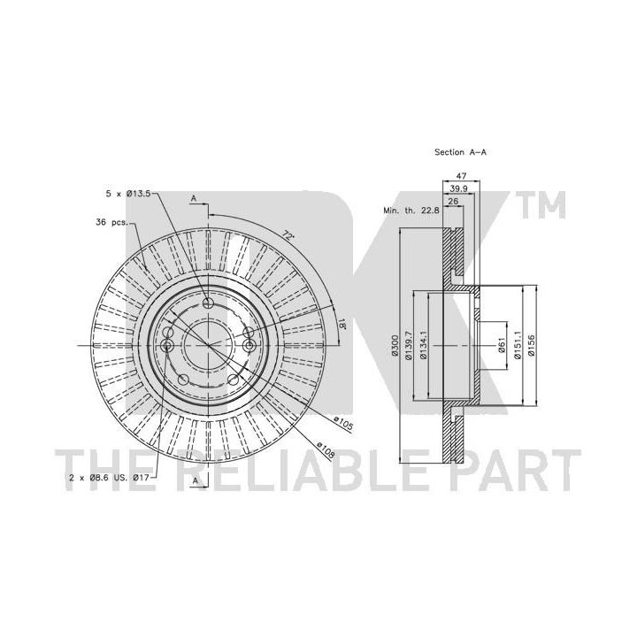 Stabdžių diskas NK 313932