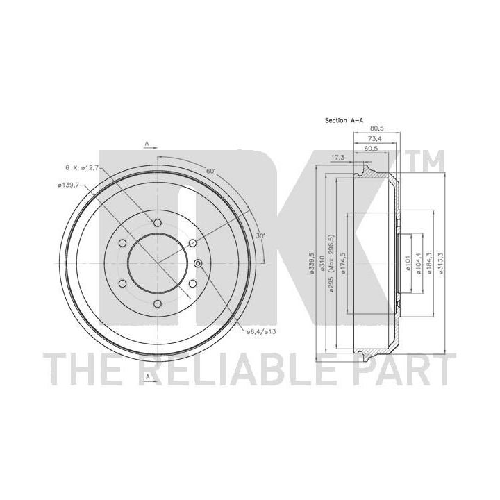 Stabdžių būgnas NK 251402