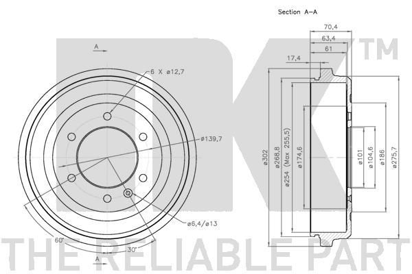 Stabdžių būgnas NK 251403