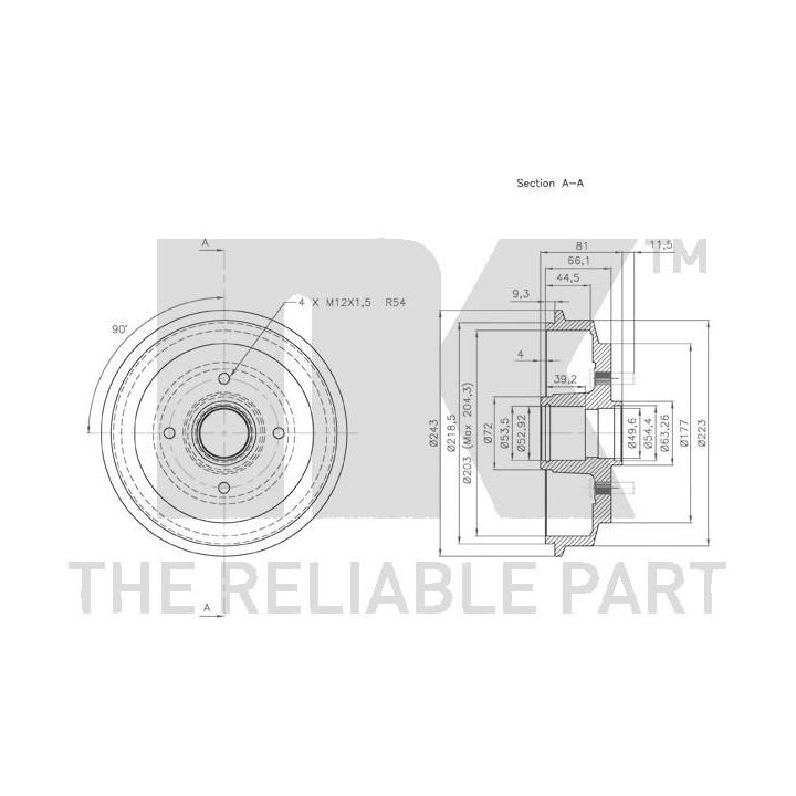 Stabdžių būgnas NK 252535
