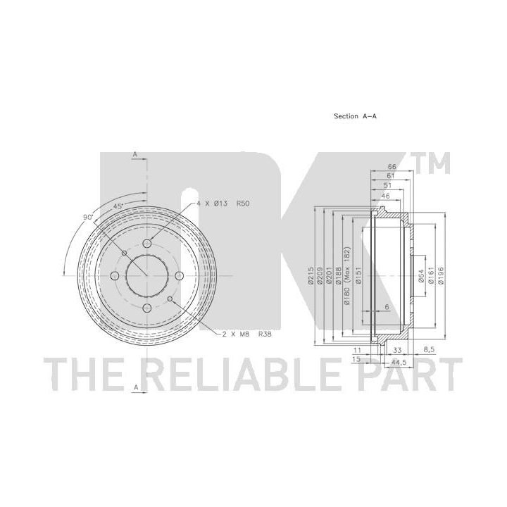 Stabdžių būgnas NK 253007