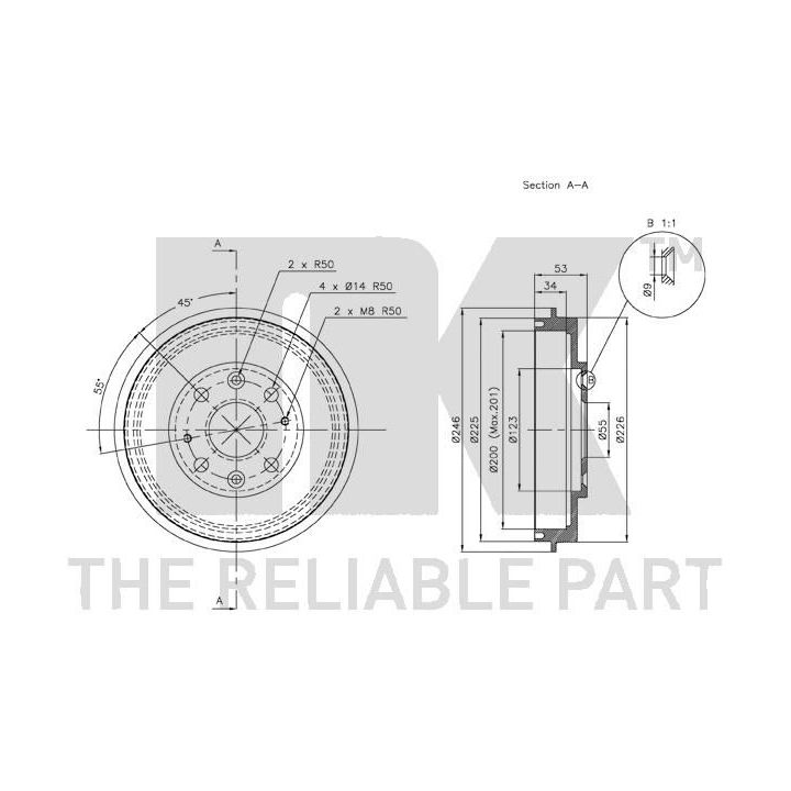 Stabdžių būgnas NK 253206
