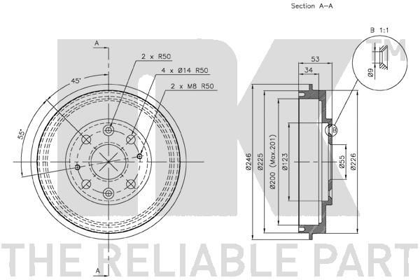 Stabdžių būgnas NK 253206