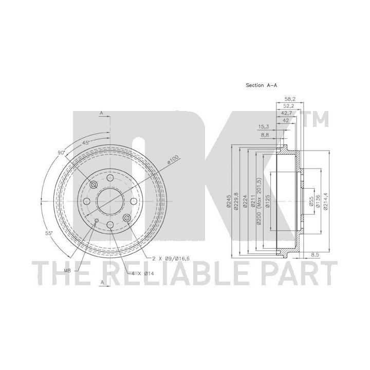 Stabdžių būgnas NK 253212