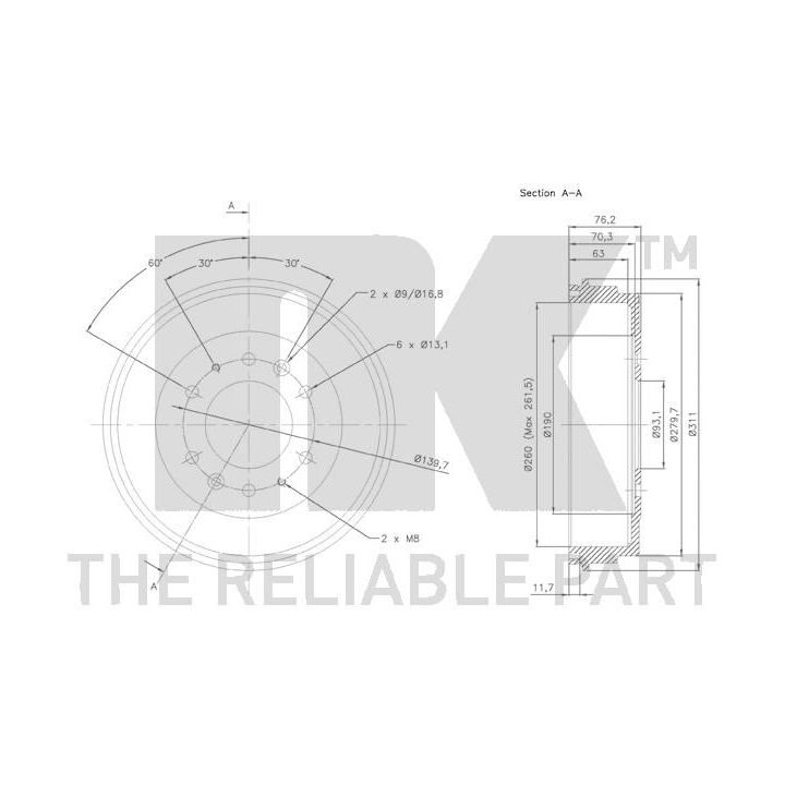 Stabdžių būgnas NK 253217