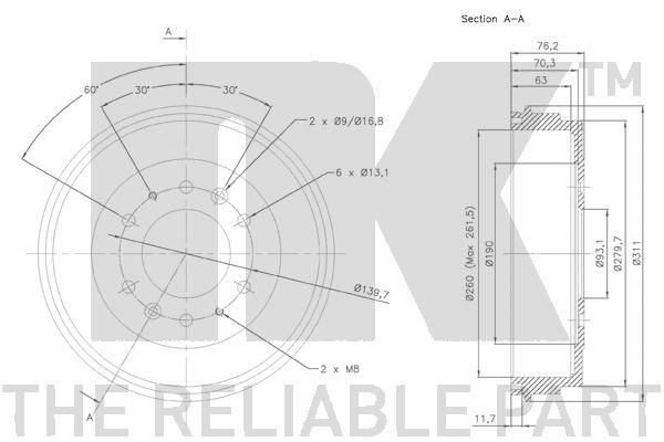 Stabdžių būgnas NK 253217