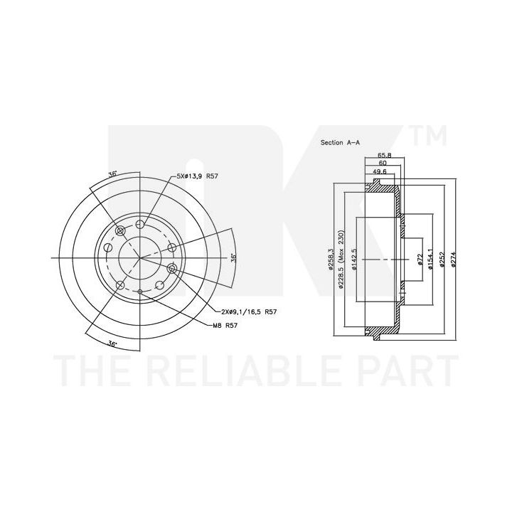 Stabdžių būgnas NK 253219