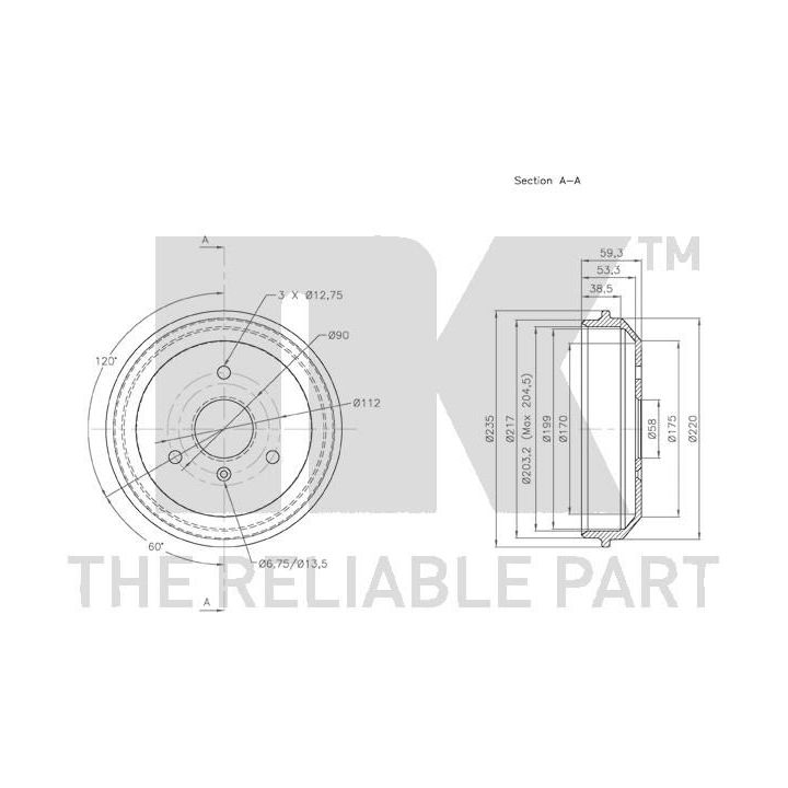 Stabdžių būgnas NK 253302