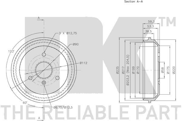 Stabdžių būgnas NK 253302