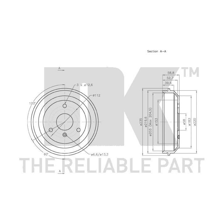 Stabdžių būgnas NK 253303