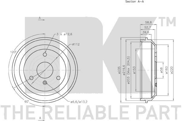 Stabdžių būgnas NK 253303