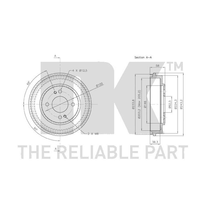 Stabdžių būgnas NK 253408