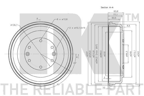 Stabdžių būgnas NK 253416