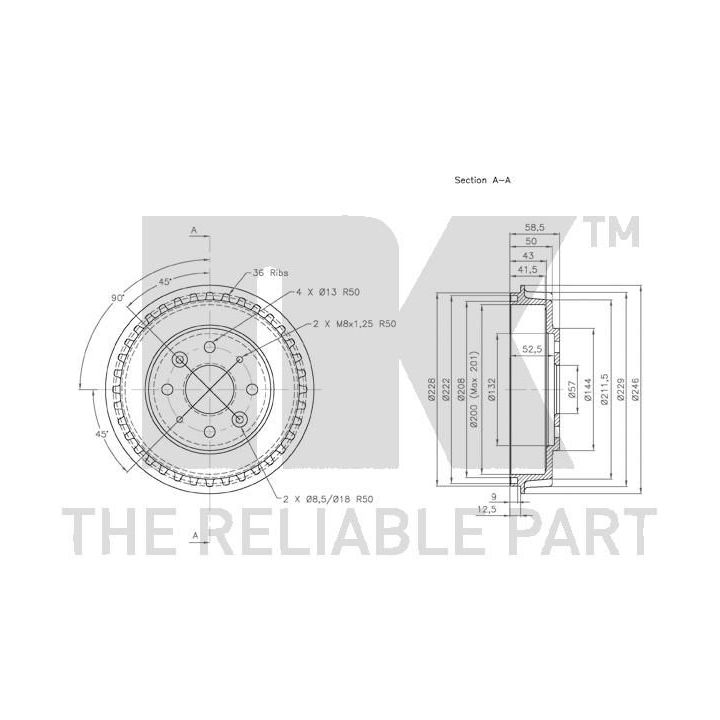 Stabdžių būgnas NK 253502