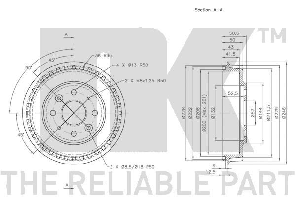 Stabdžių būgnas NK 253502