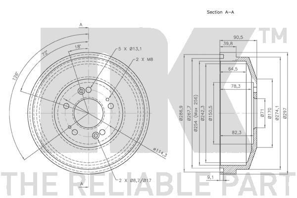 Stabdžių būgnas NK 253503