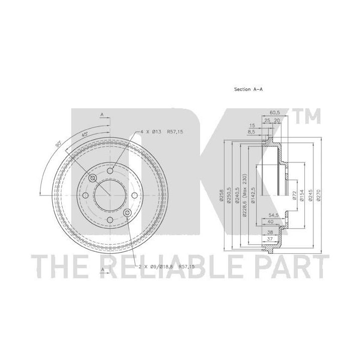 Stabdžių būgnas NK 253504