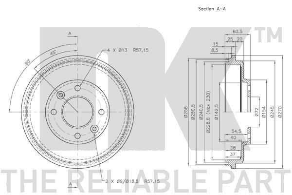 Stabdžių būgnas NK 253504