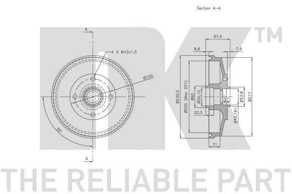 Stabdžių būgnas NK 253506
