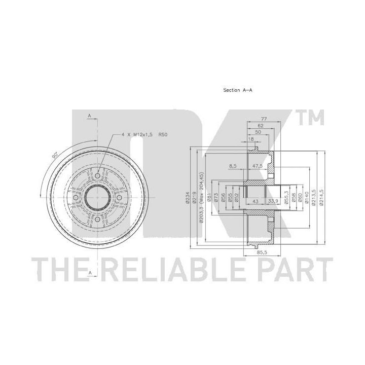 Stabdžių būgnas NK 253907
