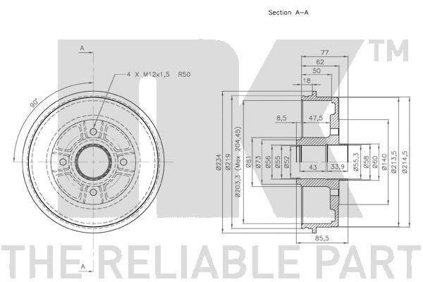 Stabdžių būgnas NK 253907