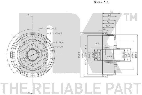 Stabdžių būgnas NK 253911