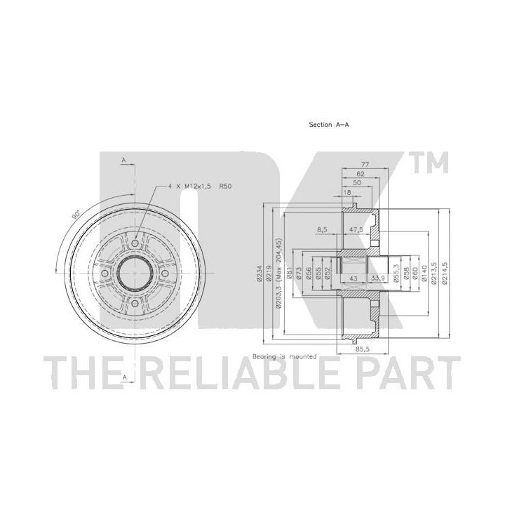 Stabdžių būgnas NK 253922